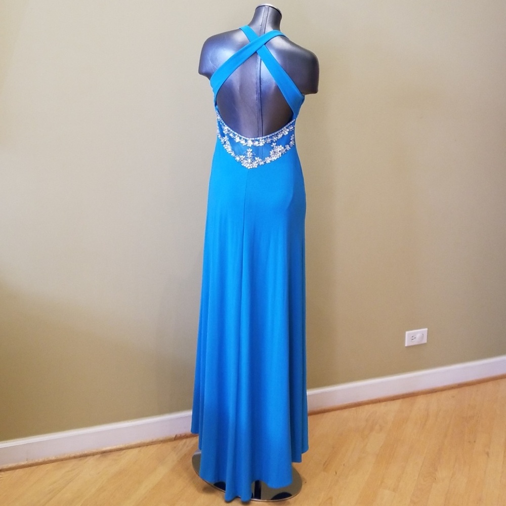 Morgan & Co Rhinestone Detail Open Back prom Dres  - Picture 4 of 8